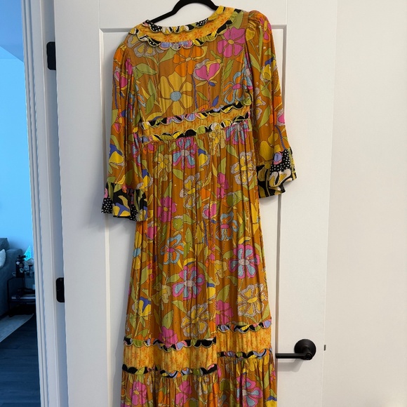 Worn Once: Celia B Gardenia Embroidered Tiered Midi Floral Dress - Picture 5 of 8